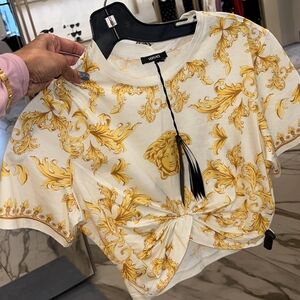 Versace Gold and Cream Short Sleeve Tee